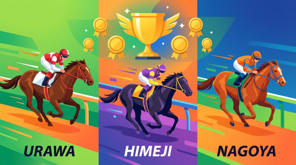  浦和・姫路・名古屋の地方競馬3場の鉄板馬まとめ2026年2月27日イメージ図