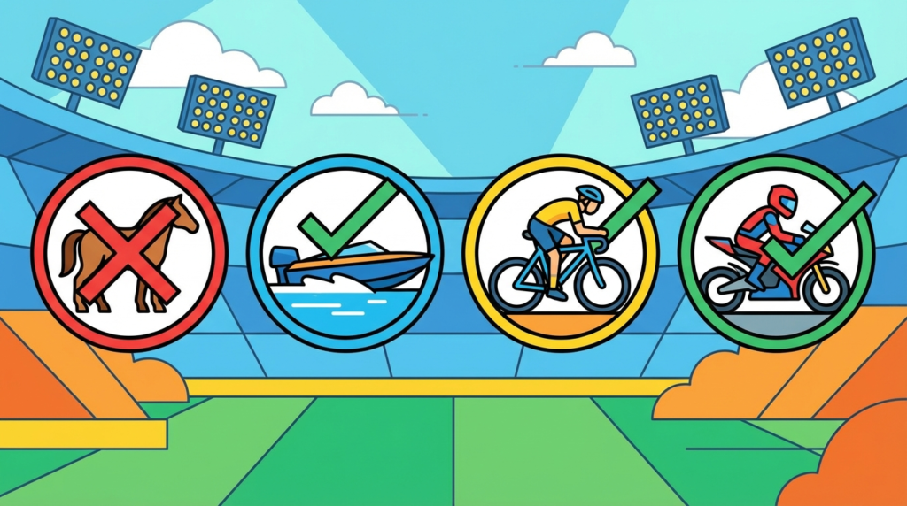 地方競馬休みの日に開催中の競艇・競輪・オートレースをまとめたイメージイラスト