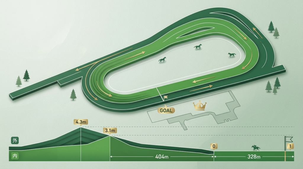 京都競馬場のコース図風イラスト