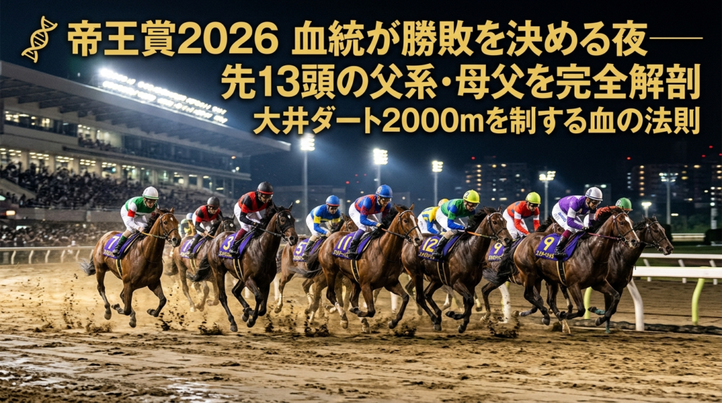 帝王賞2026・全13頭の血統を解剖｜大井ダートを制する血の法則を示すアイキャッチ画像

