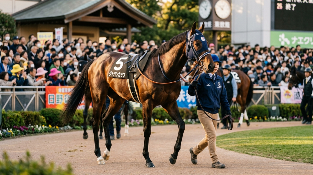 パドックを歩く2歳新馬の馬体（新馬戦の馬体・気配チェックのイメージ）