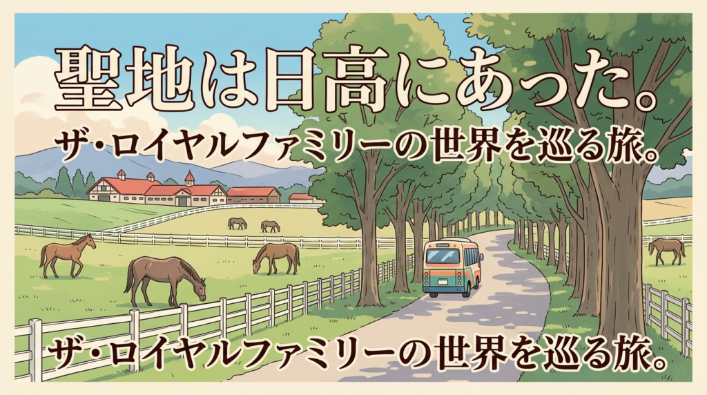 日高地方の牧場ツアーをイメージしたイラスト