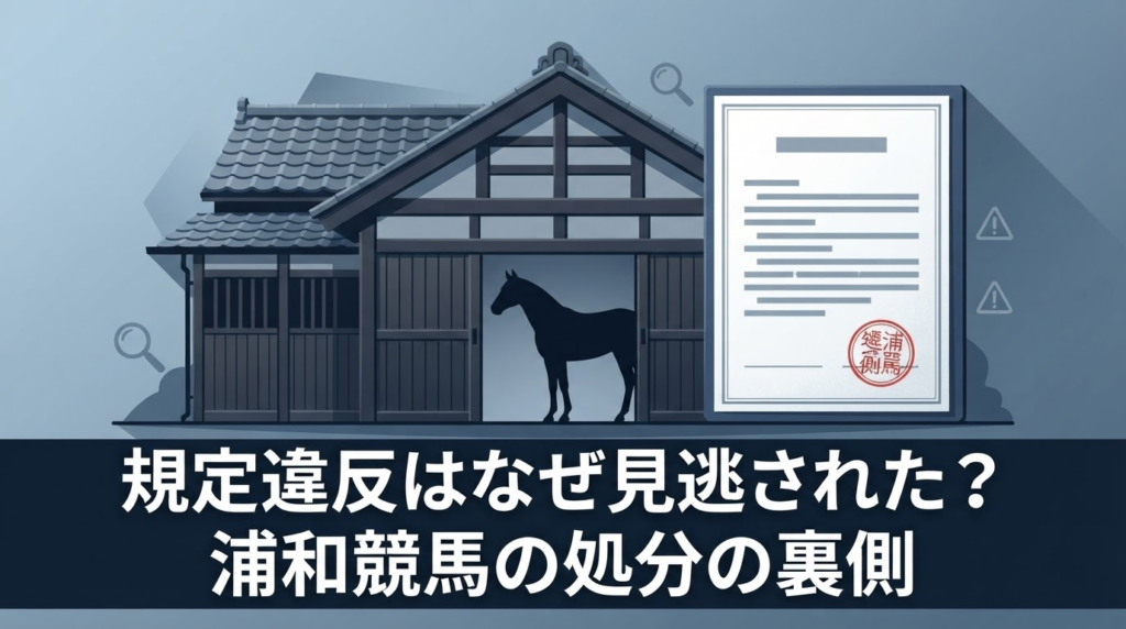 浦和競馬の厩舎と処分発表をイメージした馬房の画像