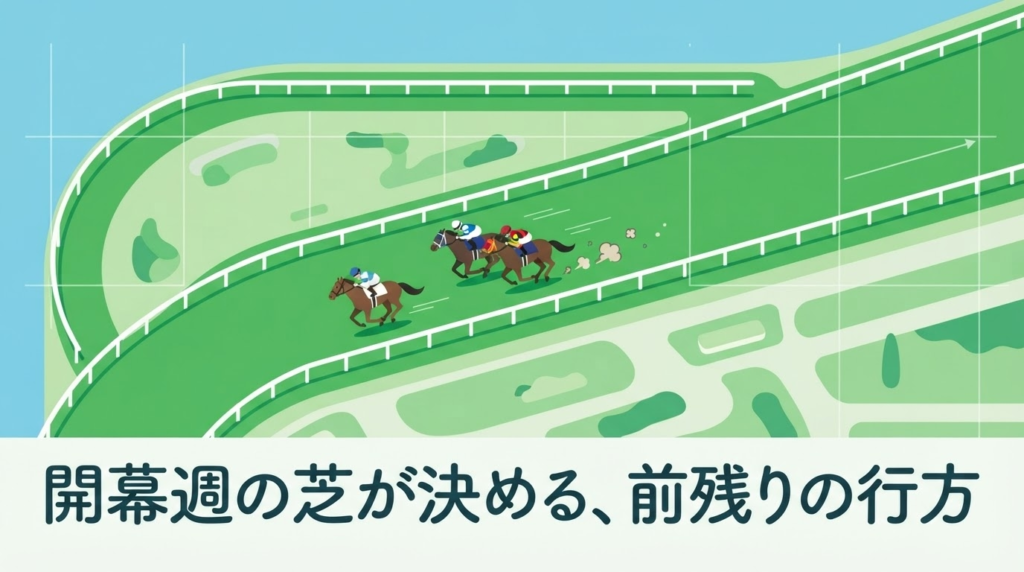 関屋記念と新潟競馬場開幕週の芝コースをイメージした競馬レースの画像