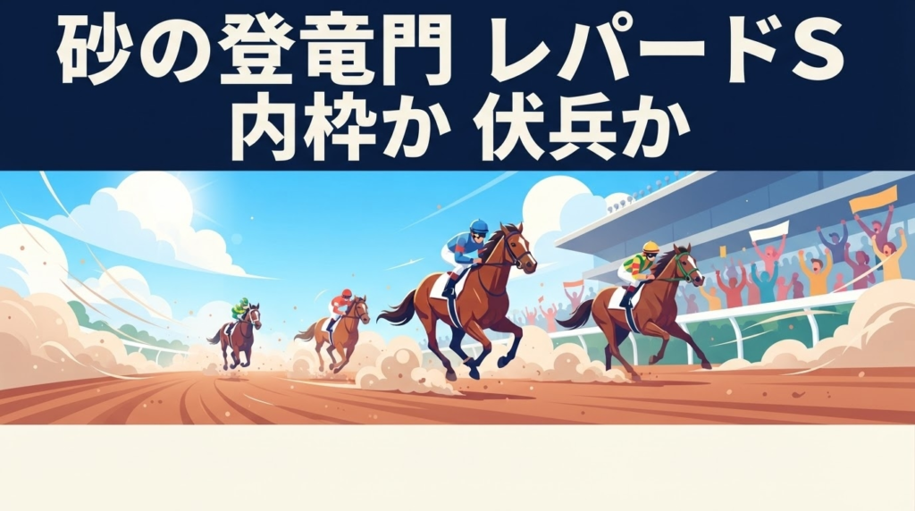 レパードステークスイメージイラスト、新潟ダート1800mを走る3歳馬