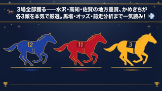 9月27日 地方競馬 重賞おすすめ3頭｜水沢・高知・佐賀の馬場情報と天候まとめ【2026年9月27日】