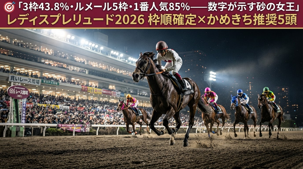 大井競馬場ナイターで激走するレディスプレリュード出走牝馬のリアルなレース写真