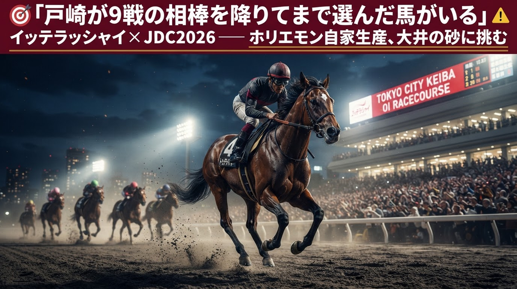 大井競馬場ナイターで後続を6馬身引き離して逃げるイッテラッシャイのイメージ写真