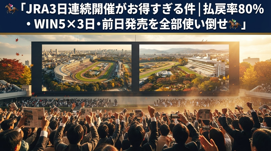 JRA3日連続開催。東京・京都2場の秋競馬、スポーツの日を挟んだ3連休の競馬場の様子。